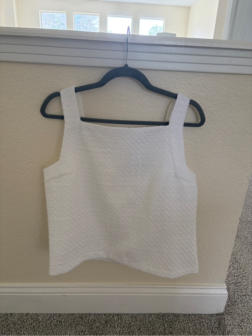 CeCe White Square-Neck Textured Tank